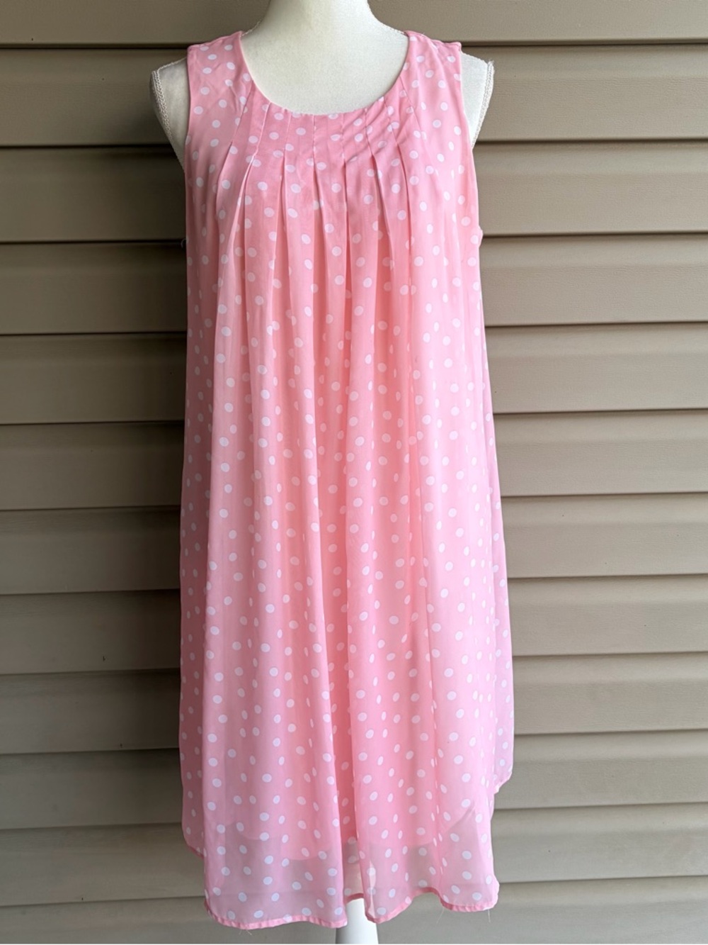 •Emma & Michele• Pale Pink Polka Dot Sleeveless Dress – Size 14